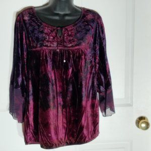 Embroidered velvet top